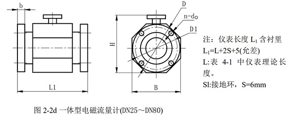 dn500电磁流量计外形尺寸图二