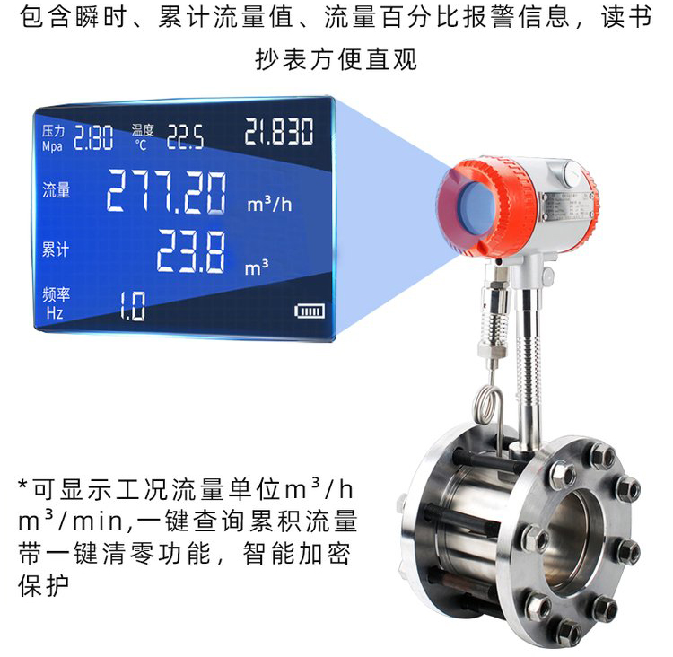 蒸汽专用流量计液晶显示图