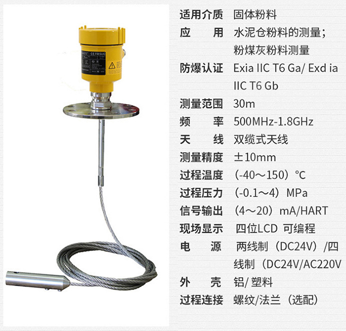 浆料雷达物位计RD712技术参数表图