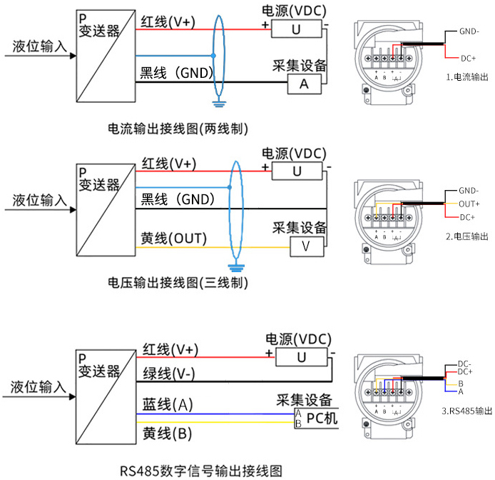 一体式液位变送器接线方式图