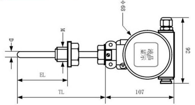 法兰型温度变送器外形尺寸图