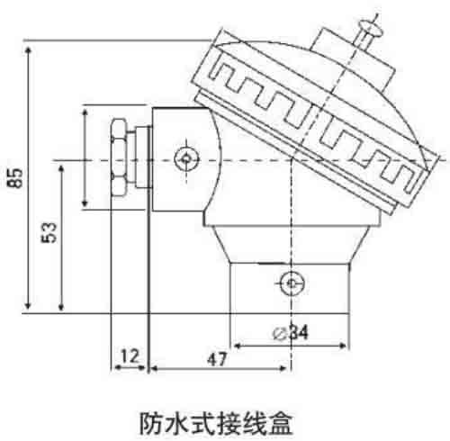 耐磨热电阻防水接线盒结构图