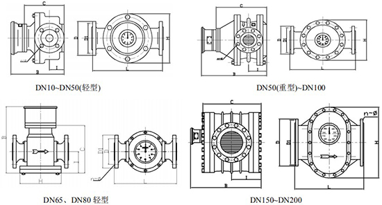 回零型腰轮流量计尺寸图